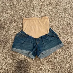Indigo Blue Maternity Jean Shorts, medium